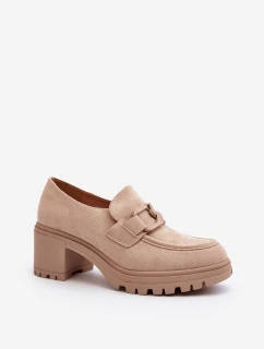 Sametové boty na robustním podpatku béžové Finley