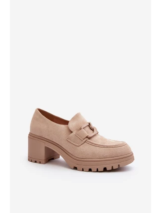 Sametové boty na robustním podpatku béžové Finley