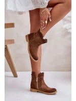 Nízké Dámské Boty Na Ploché Podešvi Zamszové Lewski 3624 Hnědé