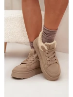 Dámské zateplené sportovní boty na platformě SS274105 Béžová - Big Star