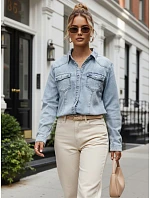 Dámská džínová košile na knoflíky, světle modrá, FashionStreet DY0489