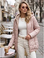 Dámská prošívaná bunda s kapucí, růžová, FashionStreet TY5804