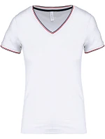 Kariban K 394 Dámské piqué tričko s V výstřihem 20.K394 white/navy/red Kariban K 394 Dámské piqué tričko s V výstřihem 20.K394 white/navy/red