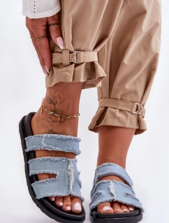 Dámské látkové sandály na zip Modrý Lamirose