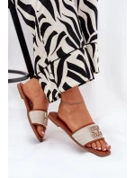 Elegantní Dámské Pantofle S Dekorací Na Plochém Podpatku Camel Lovehia