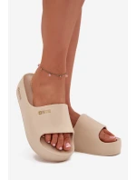 Dámské Pěnové Pantofle Na Masivní Platformě Big Star SS274722 Béžové Dámské Pěnové Pantofle Na Masivní Platformě Big Star SS274722 Béžové