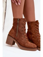 Zateplené dámské kotníkové boty s šněrováním a zipy Camel Paressa