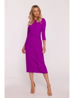 Dámské šaty s volánkem S425 - Levandulová - Stylove