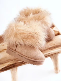 Dětské Kotníkové Boty Sněhule S Kožešinou Béžove Ariana