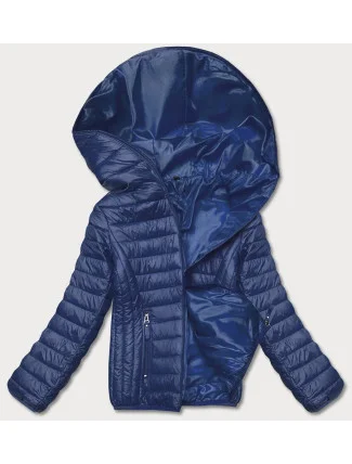 Modrá dámská prošívaná bunda s kapucí (B0123-72) Modrá dámská prošívaná bunda s kapucí (B0123-72)