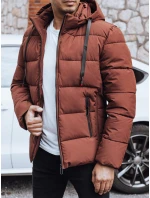 Pánská prošívaná zimní bunda s kapucí FashionStreet brick TX5062 Pánská prošívaná zimní bunda s kapucí FashionStreet brick TX5062