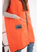 Dámská prošívaná vesta Plus Size s kapucí na zip oranžová