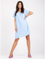 Světle modré oversize šaty s krajkou