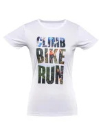 Dámské rychleschnoucí triko QUATRA Bílá s potiskem - ALPINE PRO Dámské rychleschnoucí triko QUATRA Bílá s potiskem - ALPINE PRO