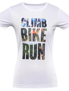 Dámské rychleschnoucí triko QUATRA Bílá s potiskem - ALPINE PRO