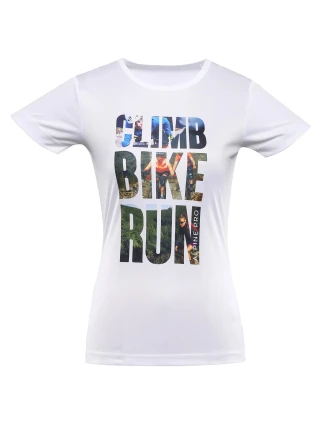 Dámské rychleschnoucí triko QUATRA Bílá s potiskem - ALPINE PRO Dámské rychleschnoucí triko QUATRA Bílá s potiskem - ALPINE PRO