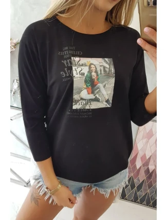 Halenka s potiskem Star Style černá Halenka s potiskem Star Style černá