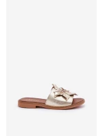 Pantofle S Dekorací Z Pravidelné Kůže Zazoo 3667 Zlaté