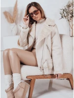 Dámská kožená bunda s ovčí kůží NORFDIMA bílá FashionStreet TY4735