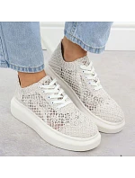 Dámské boty na platformě šněrovací bílé Vinceza 17371