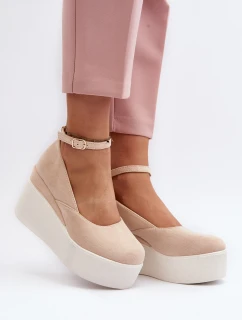 Dámské espadrilky na klínové podrážce světle béžové Malla