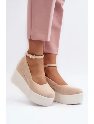 Dámské espadrilky na klínové podrážce světle béžové Malla