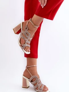 Zdobené dámské sandály na vysokém podpatku D&A Pink