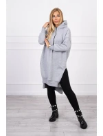 Zateplená mikina s bočními rozparky šedá Zateplená mikina s bočními rozparky šedá