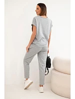 Bavlněný komplet halenka + kalhoty šedý