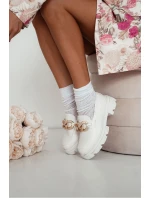 Dámské Bavlněné Ponožky S Krajkou Bílé Dámské Bavlněné Ponožky S Krajkou Bílé