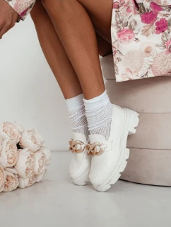 Dámské Bavlněné Ponožky S Krajkou Bílé