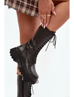 Kožené zimní kozačky s platformou Artiker 57C2282 Černé