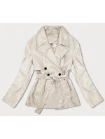 Krátký trenčkot z ekologické kůže J Style ve studené béžové barvě (11Z8102) Krátký trenčkot z ekologické kůže J Style ve studené béžové barvě (11Z8102)