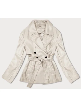 Krátký trenčkot z ekologické kůže J Style ve studené béžové barvě (11Z8102) Krátký trenčkot z ekologické kůže J Style ve studené béžové barvě (11Z8102)