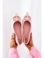 Semišové špičaté baleríny světle Růžové Neriso