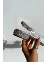 Průhledné sandály na nízkém podpatku s ozdobnými detaily D&A MR52-229 stříbrné