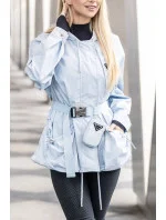Světle modrá krátká dámská bunda s páskem (AG3-03) Světle modrá krátká dámská bunda s páskem (AG3-03)