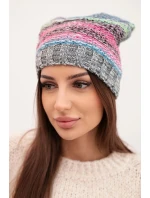 Čepice s fleecem Krystyna K207 fialový+růžový