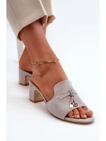 Dámské šedé sandály z ekologického semiše na podpatku Jemenna
