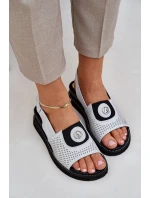 Dámské sandály na klínu stříbrné Isnnoria