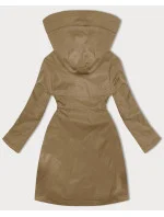 Tmavě béžová jednoduchá dámská bunda s kapucí LHD (LHD-24590)