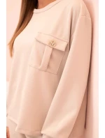 Komplet dámský máslový mikina a kalhoty s gumou béžový