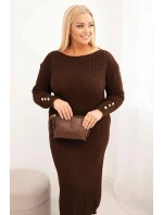 Dámská svetrková suknička Plus Size s mohair čokoládová