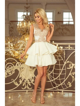 Dámské šaty CHARLOTTE 200-1 Ecru s béžovou - Numoco