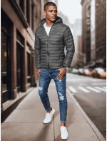 Pánská přechodná prošívaná tmavě šedá bunda FashionStreet TX4422