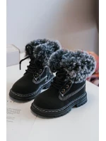 Dětské Trapery Botky na Zip s Kožíškem Černá Gerande