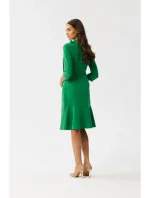 S346 Šaty s vázáním u krku - zelené