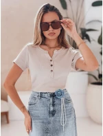 Dámská žebrovaná halenka KISS LOOK béžová FashionStreet RY2834