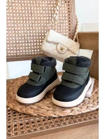 Dětské zimní boty sněhule na suchý zip zeleno-černé Darlene