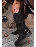 Zateplené dámské kozačky s klipsy černé Umbria